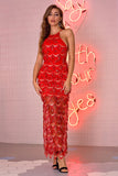 SEXY SUSPENDER FRINGED SEQUINED DRESS