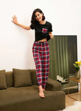 FASHION SHORT-SLEEVED PLAID PAJAMAS SET