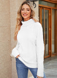FASHION TURTLENECK TWIST SOLID COLOR KNITTED SWEATER