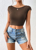 SEXY BACKLESS SHORT SLEEVE RETRO T-SHIRT