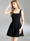 SLEEVELESS SUSPENDER VEST DRESS