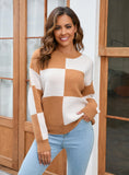 Casual Round Neck Plaid Sweater