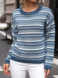 FASHION STRIPED LONG-SLEEVED ROUND NECK SWEATER