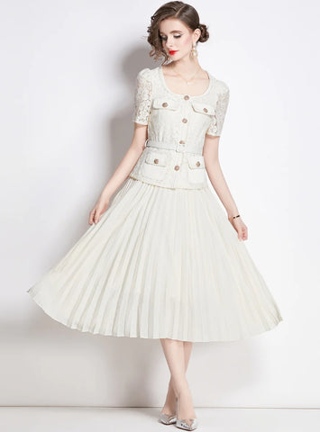 SUMMER RETRO SLIM LACE DRESS