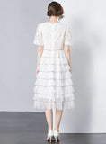 SEQUINED GAUZE CAKE WAIST SLIMMING DRESS
