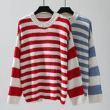 Casual Striped Color Matching Pullover Sweater
