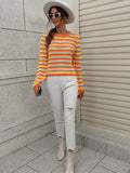FASHION WOMEN STRIPED PULLOVER SWEATER