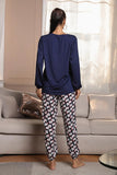 FASHION LONG SLEEVE FLORAL TROUSERS TWO-PIECE SUIT