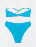 SEXY TUBE TOP SOLID COLOR BIKINI