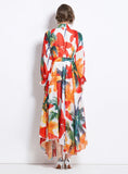 CHIFFON PRINTED LONG SLEEVE DRESS