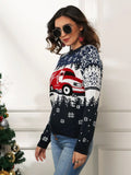 CLASSY CHRISTMAS PULLOVER LONG SLEEVE LOOSE JACQUARD SWEATER