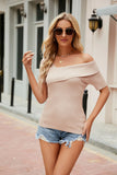 FASHION SOLID COLOR SLIM SHORT-SLEEVED SWEATER