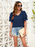 LOOSE LEISURE HOLIDAY V-NECK T-SHIRT