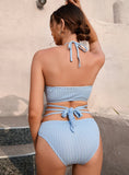 SEXY SOLID COLOR OPENWORK ONE-PIECE BEACH BIKINI