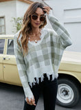 FASHION LOOSE SHORT V-NECK FRINGED SWEATER