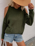 FASHION SOLID LONG-SLEEVED ROUND NECK TWISTED ROPE SWEATER