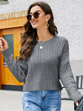 STYLISH ROUND NECK TWISTED SHORT KNITTED SWEATER