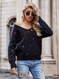 STYLISH V-NECK PLUS SIZE LOOSE PULLOVER SWEATER