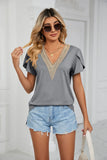 V-NECK SHORT SLEEVE SOLID COLOR T-SHIRT