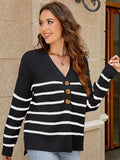 CASUAL VINTAGE V-NECK STRIPED SWEATER