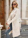 STYLISH HOODED PLAID KNIT CARDIGAN STRIPED SWEATER