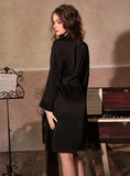 SEXY SILK-LIKE LONG SLEEVE ROBE BATHROBE