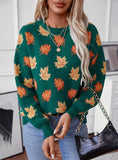 Maple Leaf Pattern Jacquard Leisure Pullover Sweater