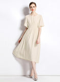 ROUND NECK BUBBLE SLEEVE DRESS