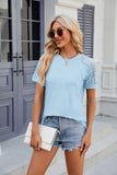 ROUND NECK LACE STITCHING SHORT SLEEVE T-SHIRT