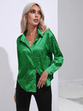 LEOPARD PRINT SATIN LONG SLEEVE SHIRT