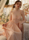 FASHION PERSPECTIVE LACE SATIN SUSPENDER NIGHTDRESS