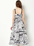 GRAFFITI PRINT SUSPENDER DRESS