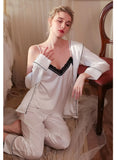 FASHION LONG-SLEEVED TROUSERS SATIN PAJAMAS SUIT
