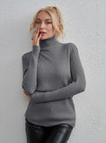 STYLISH SOLID COLOR FASHION HIGH NECK SWEATER