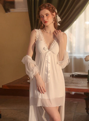 SEXY BACKLESS LACE GAUZE NIGHTDRESS