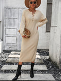 STYLISH WOMEN BUTTON LONG SWEATER DRESS