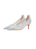 SHALLOW-MOUTHED POINTED LACE MESH SHOES