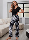 FASHION SHORT-SLEEVED TROUSERS PAJAMAS SUIT