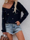 FASHION PRINTED V-NECK LOOSE PULLOVER SWEATER