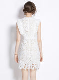 EMBROIDERED LACE BLOUSE+PENCIL SKIRT SUIT