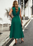 SOLID COLOR LONG SLEEVELESS DRESS