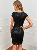 CASUAL RETRO RUFFLED SEQUINED DRESS