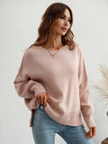 CLASSY ROUND NECK KNITTED LOOSE SPLIT PULLOVER SWEATER