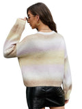 FASHION GRADIENT KNITTED LONG-SLEEVED PULLOVER SWEATER