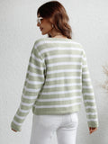 CLASSY SINGLE BREASTED STRIPED CARDIGAN SWEATER