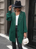 FASHION LONG BEADED SWEATER CARDIGAN COAT