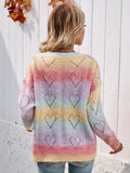 STYLISH RAINBOW V-NECK PULLOVER WOMEN'S SWEATER