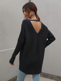 FASHION SOLID COLOR V-NECK FASHION TOP SWEATER