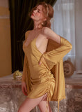SEXY PLEATED STRAPS NIGHTDRESS SUIT