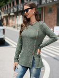 FASHION WOMEN ROUND NECK BUTTON TOP